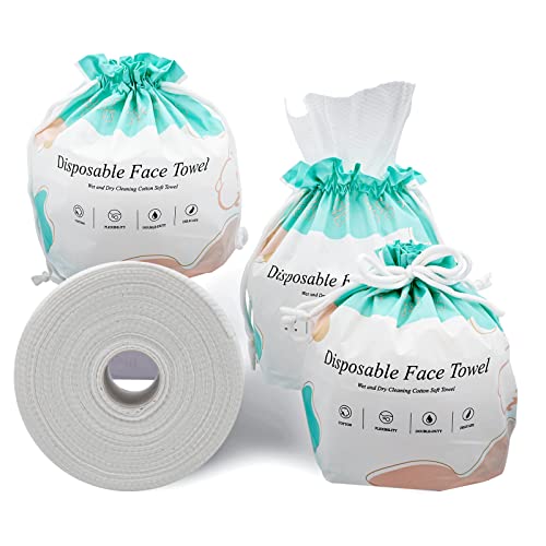 Toallitas suaves de algodón puro para piel sensible, 100% algodón, extra grueso y suave, desechables, toallitas para la cara (4 unidades)