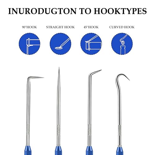 Image of Salior 2PCS CarbonSteel Hook Tool and Pick Set,Double End Pick and Hook Set Auxiliary Dismantling Fittings,Universal O Ring Pick Set and Hook Tool Car Accessories Fit for Most Cars (Blue)
