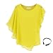2015 New Style Women's Sexy Womens Casual T-shirt Short Sleeve Chiffon Tops Crew Neck Loose Blouse Girl's Casual Bat Sleeve Dress (Xl, Yellow)