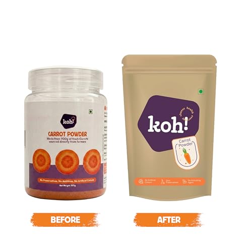 Image of KOH Carrot Powder | Natural Dried Carrots | Vitamin A Rich | Perfect for Smoothies, Soups, Curries & Baking | Vegan & Gluten-Free Superfood | No Additives or Preservatives - 3.5274oz(100g)