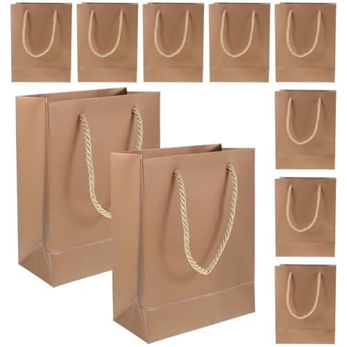 WEKAMOS 10個 金色大容量手提紙袋 で収納便利 パーティー贈り物やイベント用にな丈夫で持ち運びやすいトートバッグ
