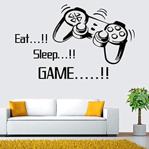 UUOUU Wall Stickers DIY Eat Sleep Game Quote Wall Decal Mural Sticker Decor for Kids Room Nursery Bedroom 33.7" x 21" Cover
