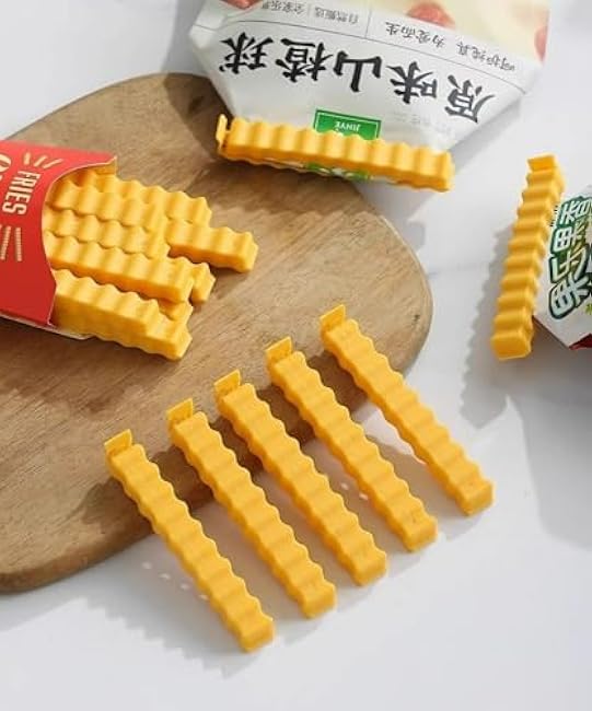 Magnetic Fries Clips Set of 12 Clips with Durable Plastic Holder Keep Food Fresh & Organized Novelty Design for Food Storage, Kitchen and Home Decor (3.8in X12pcs)(Two Pieces)