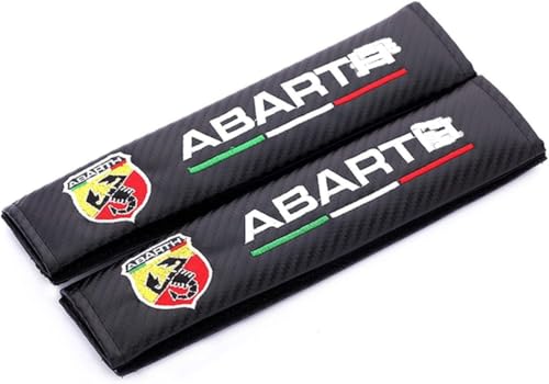 WSADZXC77 Lot de 2 Coussins d’épaule pour Ceinture de sécurité en Fibre de Carbone avec Broderie pour Voitures de Sport Abarth