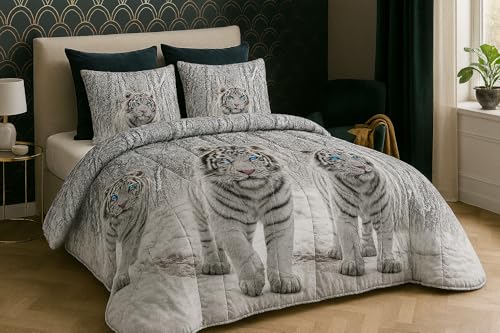 Mortreux Couette tempérée imprimée Tigre - 1 ou 2 Personnes 200 x 200 - Mi Saison