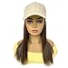VAVANGA 14inch Beige Baseball Cap with Hair Extensions, Straight Hat Wig Short Bob Hair Summer Hat with Short Wig Blonde Highlight Color for Women (#106, 14