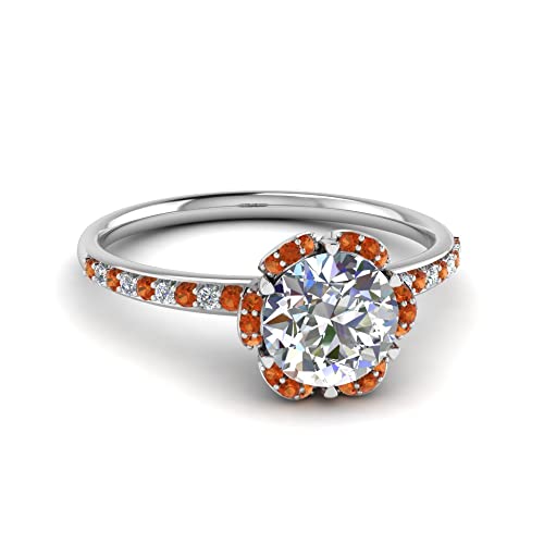 Image of 55Carat Choose Your Gemstone 6 Petal Ring Sterling Silver Round Shape Halo Engagement Rings Well Shaped for Any Gift Giving Occassion Modern Style Enchating Women US Size 4 to 12