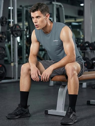 Image of DEMOZU Men's Sleeveless Workout Swim Shirt Quick Dry Athletic Muscle Beach Tank Top Big and Tall
