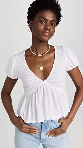 Free People Women's Charlotte Top, Ivory, White, S #TOP1