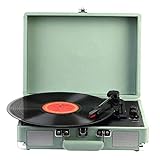 portable phonograph theme 【DREI GESCHWINDIGKEIT DREHBAR】 - Unterstützt 7/10/12 Zoll Schallplatten und eine Wiedergabegeschwindigkeit von 33/45/78 U/min, um Ihre Lieblings-Schallplatten und -Alben abzuspielen. Es ist perfekt für Ihr Wohnzimmer, Schlafzimmer oder Büro.