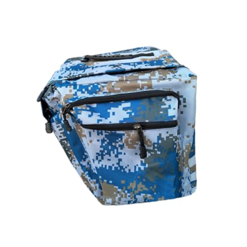 Sacoche vélo double camouflage bleue en polyester pour porte-bagages