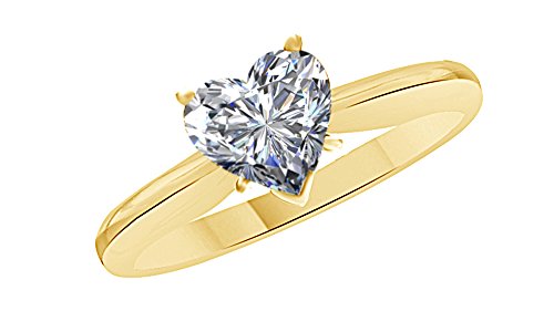 Jewel Zone US Heart Cut White Cubic Zirconia Anniversary Solitaire Ring in 14k Gold Over Sterling Silver (1 Carat)