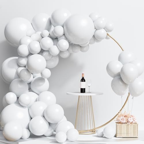 Labeol White Balloons Different Sizes 151PCS 18/12/10/5 Inch White Balloon Garland Arch Kit Quality Latex Balloons Decorations for Wedding Party Birthday Baby Shower Graduation