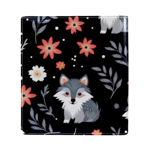 Funda para libros reutilizable Wolves Florals con piel sintética lavable 2