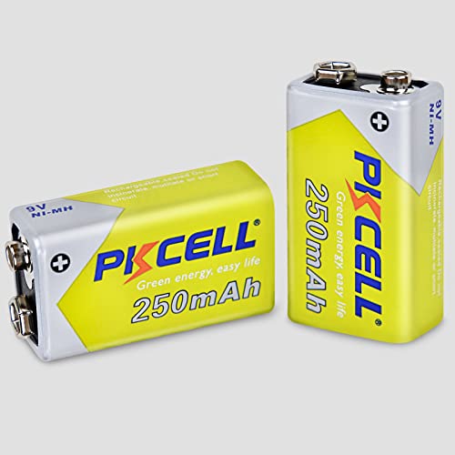 Pilocel 9 Volt Rechargeable Batteries, 9V Nimh Battery 250Mah 1200+ Cycles Battery For Smoke Detector 2Count #TOP5