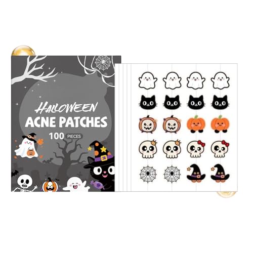 Patches de Halloween ACNES, cobertura de imperfecciones efectiva, parches de granos, lindos puntos hidrocoloides, tiras de limpieza de poros, protección diurna y nocturna, para hombres y mujeres