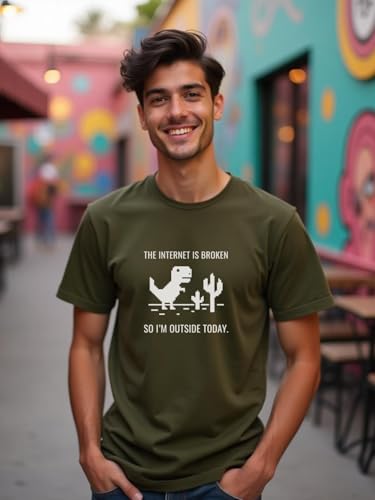Image of NOBERO Men's Cotton Regular Fit Letter Print T-Shirt