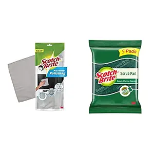 Scotch-Brite Microfiber Polishing Wipe (Grey) (SB MF Polishing Wipe Rs 149) andScotch-Brite Scrub 5 Pad (Green)