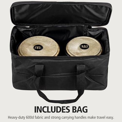 Image of Meinl Percussion Bongos with Bag and Tuning Key, 6.5 inch and 7.5 inch Hand Drum Set - Buffalo Heads, Synthetic Shells