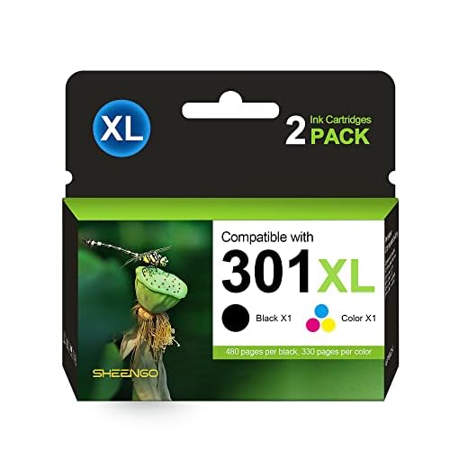SHEENGO 301XL Remanufacturadosde Cartuchos de Tinta Compatible para HP 301 XL 301XL para HP Officejet 2620 4630 4632 para Envy 4500 5530 para DeskJet 2540 1000 1050 2050 (1 Color 1 Negro)