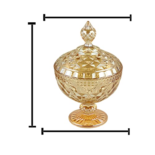 Potiche de Cristal com Pé Diamond Âmbar Metalizado 15cm x 23cm - Lyor