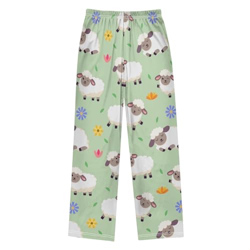 Flowers Sheep Boys Pants Boys Athletic Pants Long Pant for Boywith Pockets Wide-Leg Size 6-14Y2