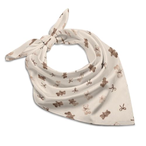 MXNPKUR Women's Teddy Bear Bow Square Scarf,Hair And Neck Scarf