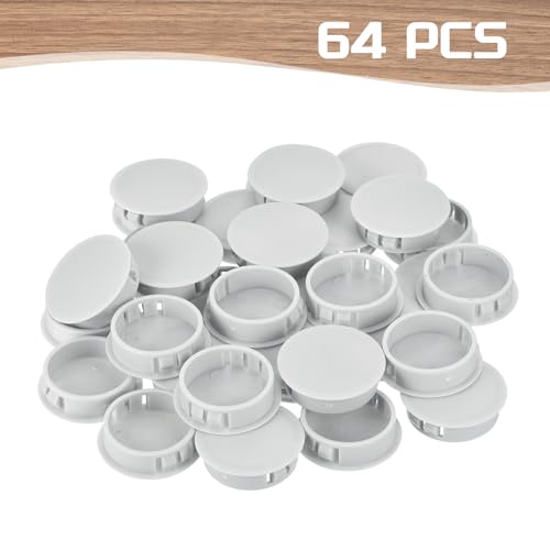 Image of MECCANIXITY 64PCS 38mm(1 1 /2 inch) Light Gray Plastic Hole Plugs, Flush Type Panel Hole Plugs Insert End Caps for Locking Hole Tubes Furniture Cabinet