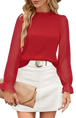 Image of Aifer Womens Blouses Dressy Casual Business Work Shirts Mock Neck Tops