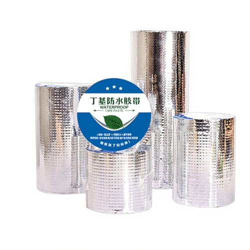 Image of Butyl Roof Leak Plugging Tape Moisture‚ Proof Aluminum Foil Waterproofing Membrane High‚ Adhesive 1.5mm Thick Self‚ Adhesive 100cm Wide Tape for Roof Sealing 10m Length Coil with Crack Resistance