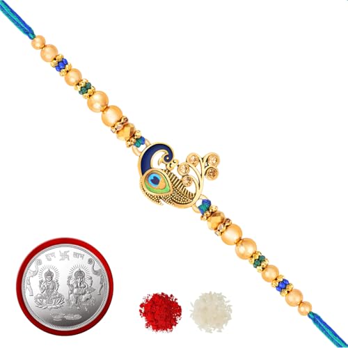 Image of De Marquis Send Rakhi Set for Brother | 1 Rakhi + 1 Coin | Roli-Chawal pack | Greeting Card | Rakhee Gift | Rakshasutra | Happy Rakshabandhan
