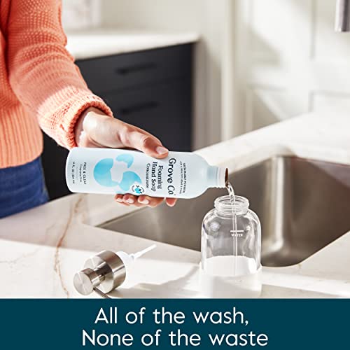 Grove Co. Foaming Hand Soap Concentrate (12 Fl Oz) + Reuseable Glass Soap Dispenser, Plastic Free And Liquid Refillable Starter Kit, Free & Clear Unscented #TOP2