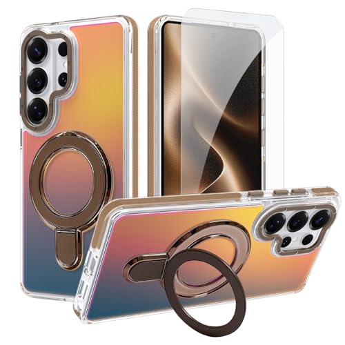 Image of Magnetic for Samsung Galaxy S26 Ultra Case with Stand [Compatible with Magsafe] [Cute Fluorescent Design] [1 Screen Protector] Slim Translucent Matte Case for Galaxy S26 Ultra 6.9 inch, Desert