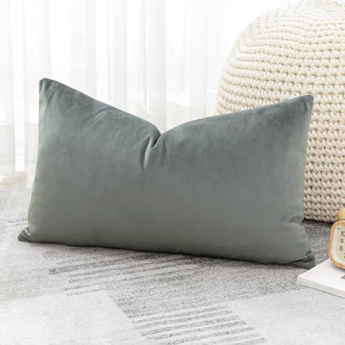 Artscope Luxury Velvet Cushion Covers Super Soft Decorative Throw Pillow Covers Case Lumbar Cushion Cases for Sofa Couch Bedroom Car Decor 30x50cm Dark Gray - Image 4