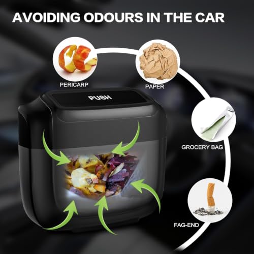 Cubo de basura para coche Volkswagen Touran papelera con bolsas gris 4