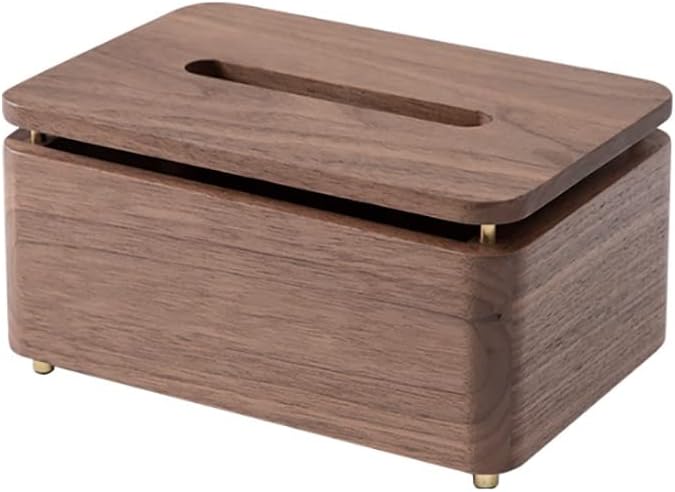 Wooden Facial Tissue Box Cover Rectangular For Living Room, Bedroom, Hotel And Office, Natural Wood Grain Wood Decor Tissue Box Holder, Black Walnut Paper Cover Case with Non-slip mat (Size : Small)
