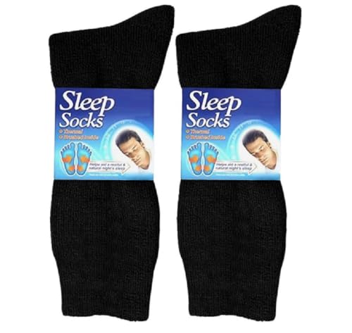 OnlyBee 2 Pairs of Men Thermal Brushed Inner Bed Socks (UK Numeric 6 11 Regular Regular Black)