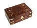 Hand Carved Wooden Jewelry Holder Box Organizer Multipurpose with Floral Carvings & Brass Inlay by Store Indya