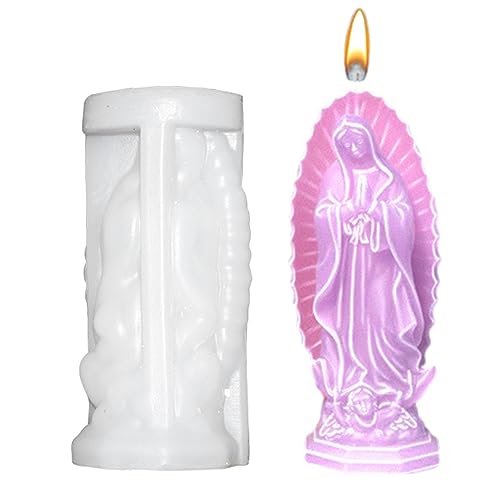 Raxove Molde para vela de diosa - Molde de silicona artesanal para velas de diseño, molde de resina con forma de Virgen María de liberación fácil para hacer velas, hacer tartas