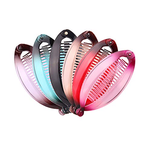 6 piezas de pinzas para cabello en forma de banana, clips de resina con diseño de cola de pez para mujer miniatura 3