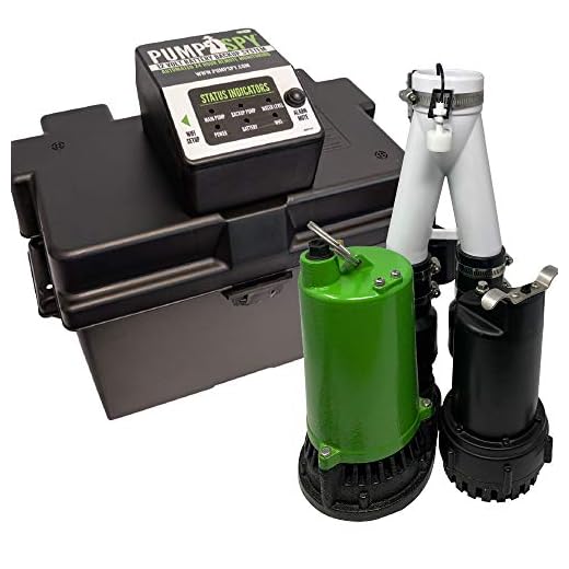 PumpSpy PS2000C Pre-Assembled SmartPump Combination Wi-Fi Connected 1/2HP Cast Iron Sump Pump and 12V Battery Backup Sump Pump with Internet Monitoring and Alerts (3 Year Warranty)