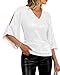 GRACE KARIN Women Silver Sequin Top 3/4 Sleeve V-Neck Shiny Metallic Sparkly Sparkle Sexy Blouse Party Cocktail Shirt S