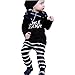 1Set Infant Baby Boy's Letter Print T-shirt Tops+Striated Pants Outfits Clothes (12 Months)
