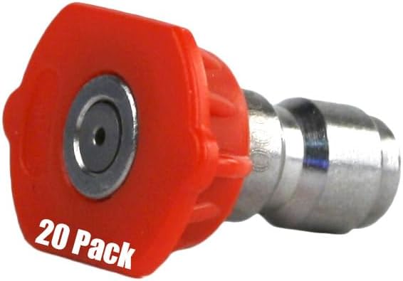 20 Pack of Erie Tools 3.0 Stainless Steel Orifice 0 Degree 1/4in. Quick Connect 4000 PSI High Pressure Washer Spray Nozzle Tips
