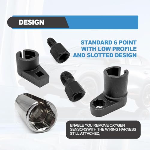NOTISH 5PCS Automotive O2 Oxygen Sensor Socket Set Wrench Remover Tool and Thread Chaser Tool Set