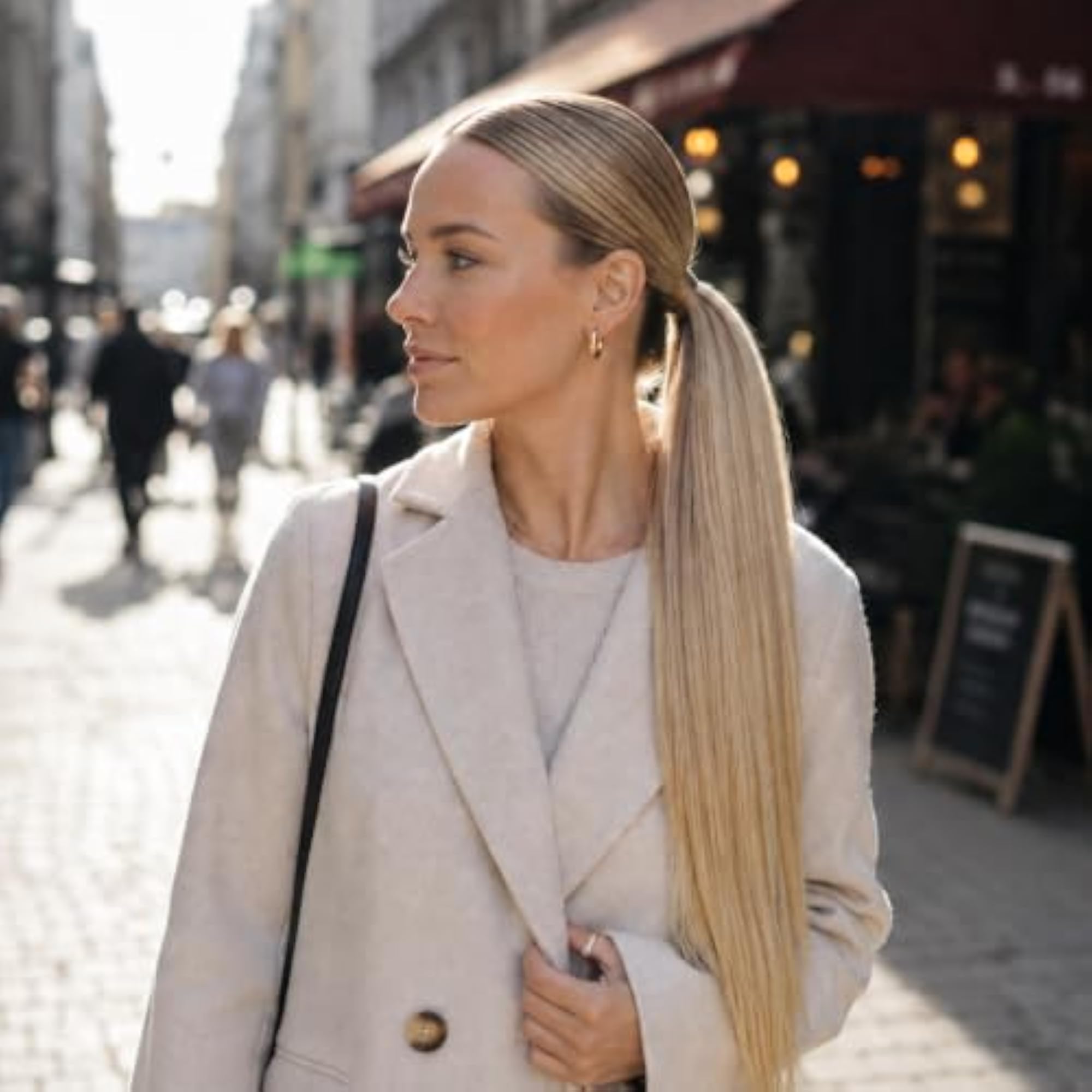 27" Lightblond Clip On Ponytail Extension Hair Piece