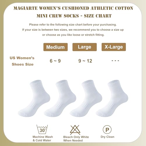 Image of MAGIARTE Womens Athletic Cotton Mini Crew Socks Thick Cushioned Running Hiking Multi Sports Socks for Women 4 Pairs