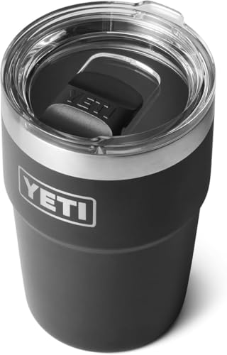 YETI Rambler 16 oz (473 ml) Stackable Cup with Removable Magslider Lid, Stainless Steel Vacuum Insulated Coffee Cup, Black