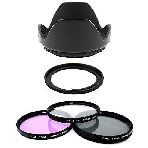 Kit 67MM 3 Filtres UV CPL FLD + Pare Soleil + Anneau Adaptateur pour Filtres et Canon SX50 SX30 SX60