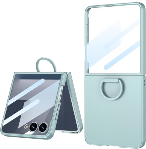 Image of Kapa Ultra Thin PC + D Ring Back Case for Samsung Galaxy Flip7 / Z Flip 7 |with [Inbuilt Glass] Shockproof Slim Hard Protective Cover (Mint Green)